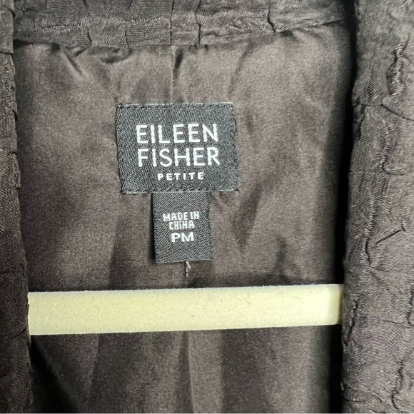 Eileen Fisher Silk Open Front Cropped Jacket Fully Lined Brown PM - Picture 5 of 8